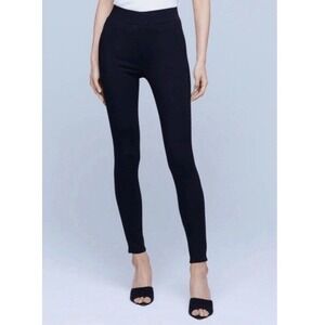 NWT L'Agence Rochelle High Rise Pull On Jeans Black Stretch Cotton Size S Skinny